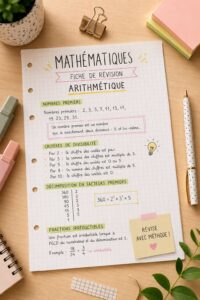 Fiches de révision bien organisées pour apprendre l'arithmétique