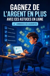 Femme souriante travaillant sur son ordinateur portable en consultant des idées de gains en ligne.
