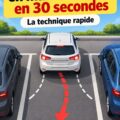 Femme apprenant à se garer en marche arrière dans un parking.