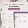 Femme utilisant OneNote sur un ordinateur pour gérer ses tâches
