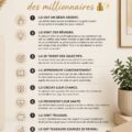 Une femme d'affaires souriante lisant un document financier, représentant les habitudes financières des millionnaires.
