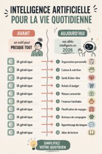 Femme utilisant un smartphone avec des applications d'intelligence artificielle pour simplifier son quotidien