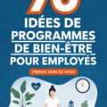 Une employée souriante dans un environnement de travail sain et collaboratif, représentant le bien-être au bureau.