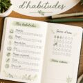 couverture d'un bullet journal personnalisé avec des habit trackers colorés