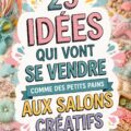 Marché artisanal avec des stands décorés et des créations faites maison.
