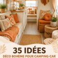Un intérieur de camping décoré dans un style Boho chaleureux avec des textiles colorés et des plantes