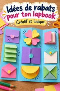 Un lapbook avec des dépliants créatifs intégrés, montrant des idées diverses.