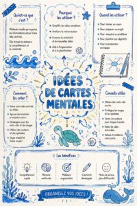 Un mind map coloré représentant des idées créatives pour l'organisation personnelle.