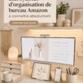 Bureau organisé avec des accessoires de rangement modernes