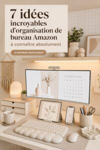 Bureau organisé avec des accessoires de rangement modernes