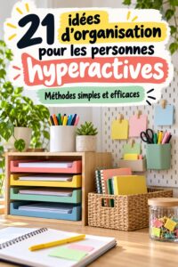 Femme en train d'organiser son espace de travail avec des accessoires pratiques