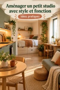 Aménagement astucieux d'un studio avec coin salon et lit