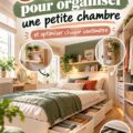 Une petite chambre bien organisée avec des rangements pratiques et décoratifs.