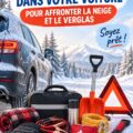 une voiture préparée pour l'hiver avec des accessoires visibles