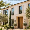 Exemple d'une maison moderne aux lignes épurées avec un jardin bien entretenu.