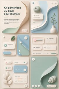 Exemple d'interface 3D douce pour produit SaaS