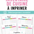 Modèle d'inventaire de cuisine à imprimer, affichant des colonnes pour les aliments et les dates d'expiration.
