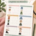 Femme ouvrant son dressing bien organisé avec un inventaire de vêtements.