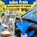 Bouteille de liquide lave-glace fait maison sur un plan de travail