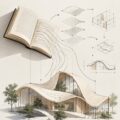 Illustration d'une architecture moderne inspirée par des thèmes littéraires.