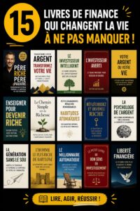 Une pile de livres sur la finance personnelle sur une table en bois.