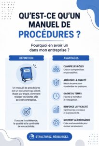 Une femme en train de rédiger un manuel de procédures pour son entreprise, symbolisant l'organisation et l'efficacité.