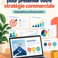 Femme utilisant un ordinateur pour préparer une présentation marketing avec PowerPoint.
