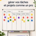 Une femme utilisant un tableau Kanban pour organiser ses tâches quotidiennes.