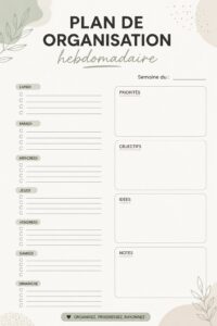 Modèle Canva illustrant un plan de semaine organisé
