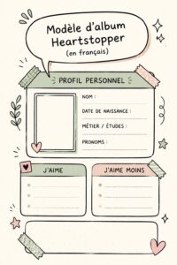 Album personnalisé inspiré de Heartstopper avec différents modèles.