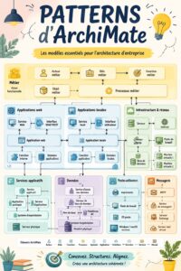 Image représentant des diagrammes ArchiMate clairs et organisés.