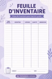Modèle de feuille d'inventaire disponible en téléchargement gratuit
