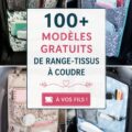 Modèles de rangement pour tissus à coudre, avec plusieurs exemples colorés.