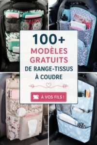Modèles de rangement pour tissus à coudre, avec plusieurs exemples colorés.