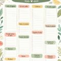 Modèle de liste de courses imprimable sur fond pastel