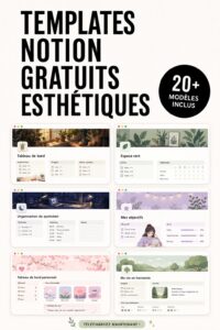 Modèle Notion élégant et coloré sur un écran d'ordinateur