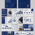 Un aperçu d'un modèle de rapport annuel avec des graphiques et des données illustratives.