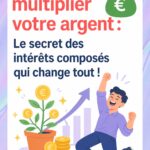 Une femme souriante discutant des stratégies d'investissement sur son ordinateur avec des graphiques d'intérêts composés à l'écran.