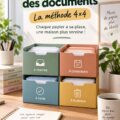 Espace de travail organisé avec des documents rangés selon la méthode 4x4, évoquant un bureau épuré et fonctionnel.