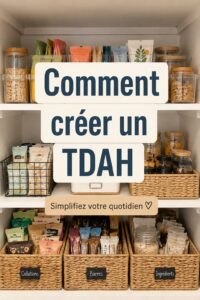 Un garde-manger bien organisé avec des étiquettes et des contenants pratiques pour une cuisine fonctionnelle.