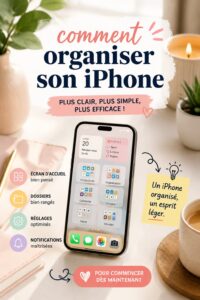 Capture d'écran d'un iPhone bien organisé avec des applications regroupées par thème