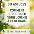 Femme souriante profitant d'une journée à la retraite, entourée de livres et de plantes, symbolisant l'épanouissement personnel.