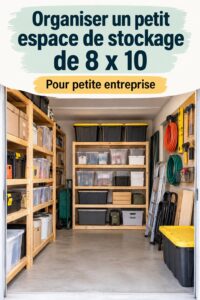 Un espace de rangement bien organisé avec des bacs étiquetés et un meuble de rangement pratique.