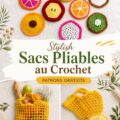 Un sac pliable au crochet dans des tons pastel, parfait pour le shopping.