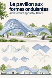 Vue du Pavillon Undulatus, un exemple d'architecture moderne captivante.