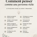 Femme souriante qui lit un livre sur la réussite financière, symbolisant la pensée positive