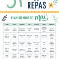 Image d'un plan de repas mensuel avec des recettes variées pour la famille