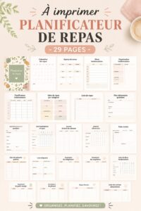 Planificateur de repas à imprimer, pratique et gratuit.