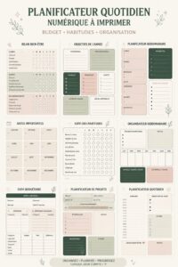 Un planner numérique illustrant un budget et des habitudes à suivre.