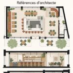 Plan moderne d'un bar avec des éléments de design accueillants